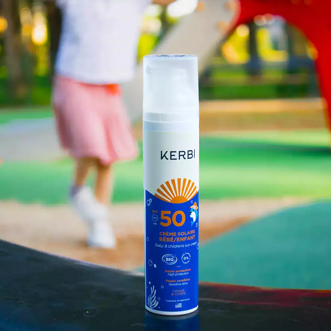 Creme solaire SPF50 Kerbi - Formule douce, spécialement conçue pour la peau délicate des enfants, protection UVA/UVB