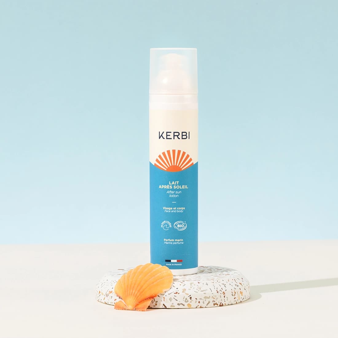 Lait hydratant après-soleil Kerbi - Pour une peau apaisée et un bronzage prolongé.