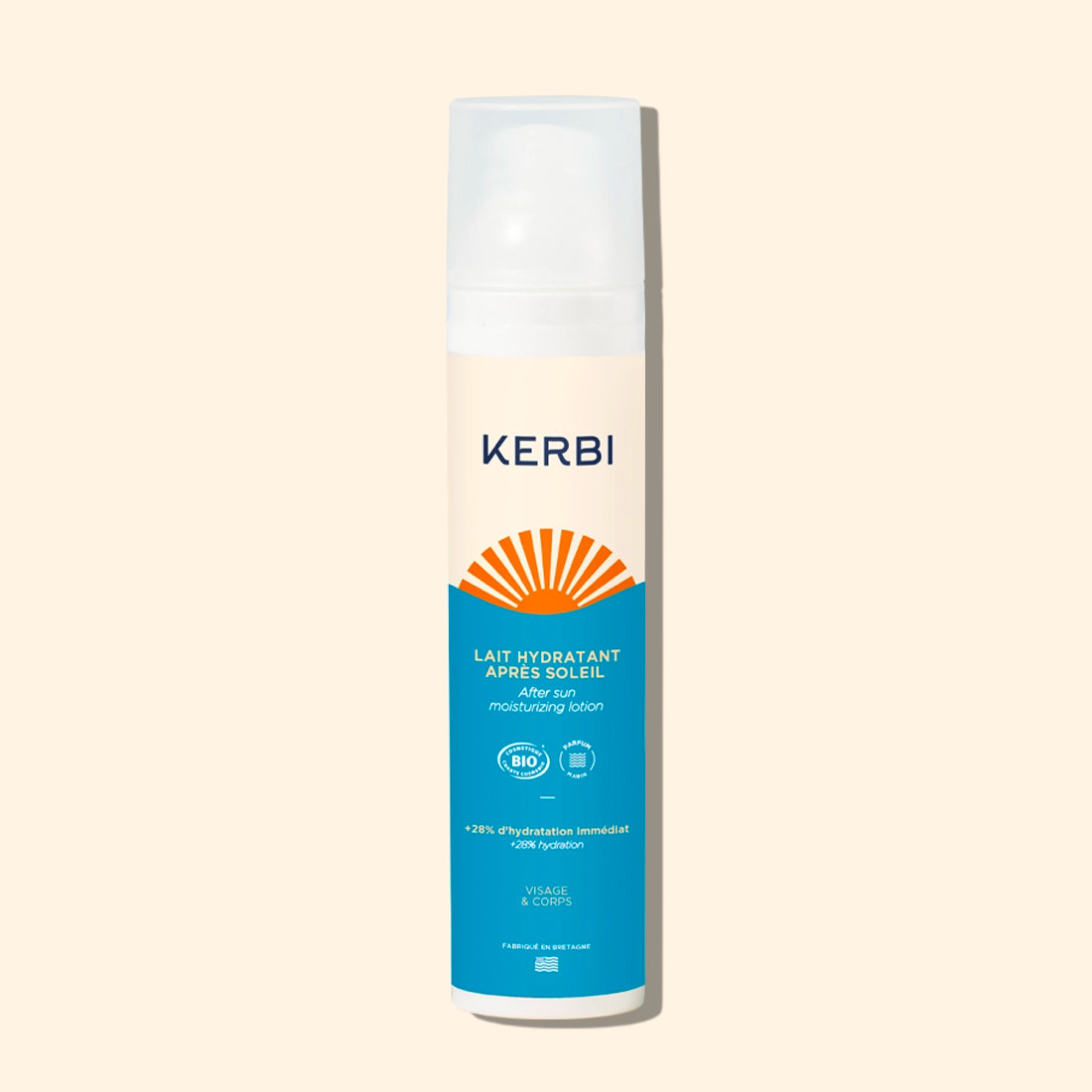 Lait hydratant après-soleil Kerbi - Pour une peau apaisée et un bronzage prolongé.