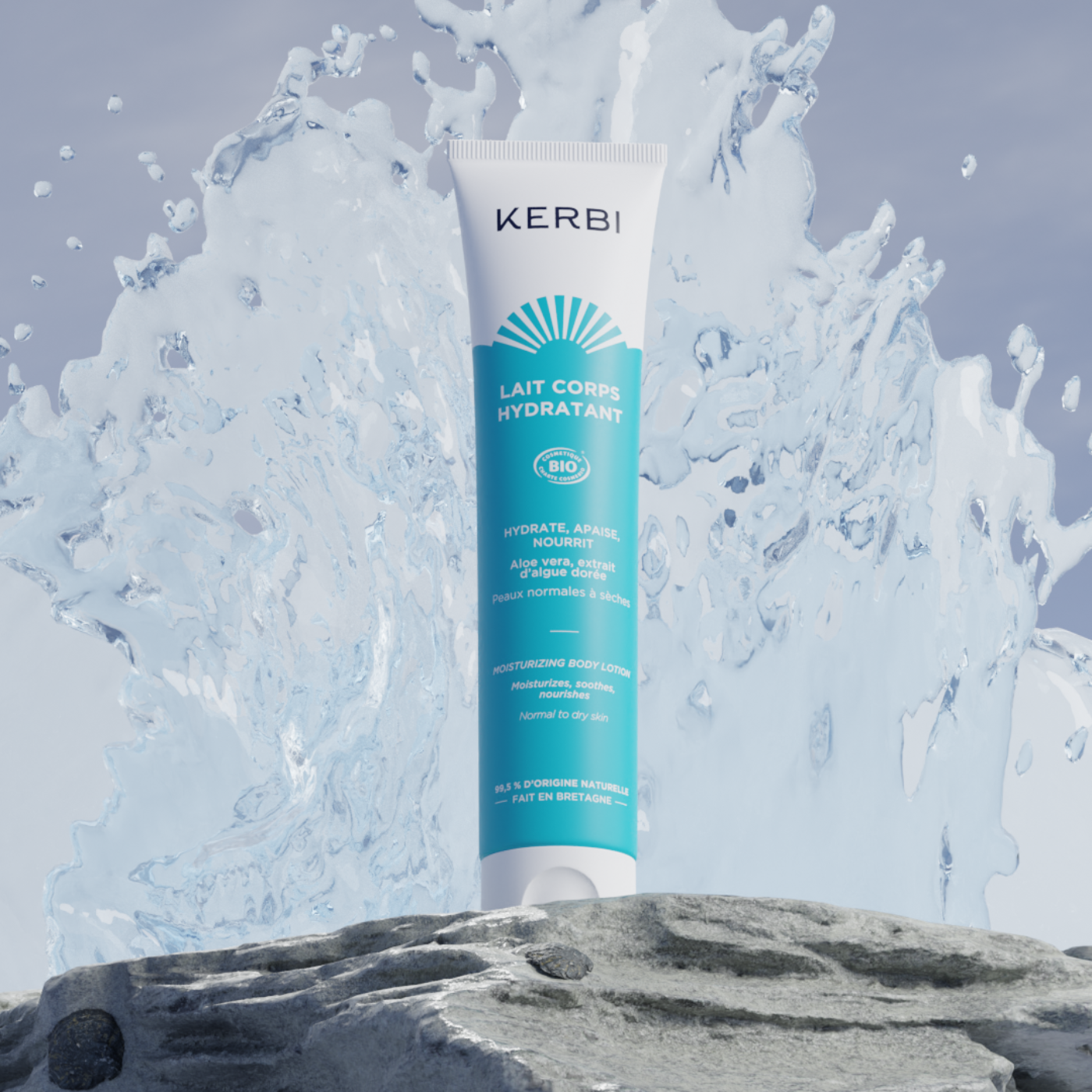 Soin hydratant naturel pour le corps Kerbi en packaging éco-conçu