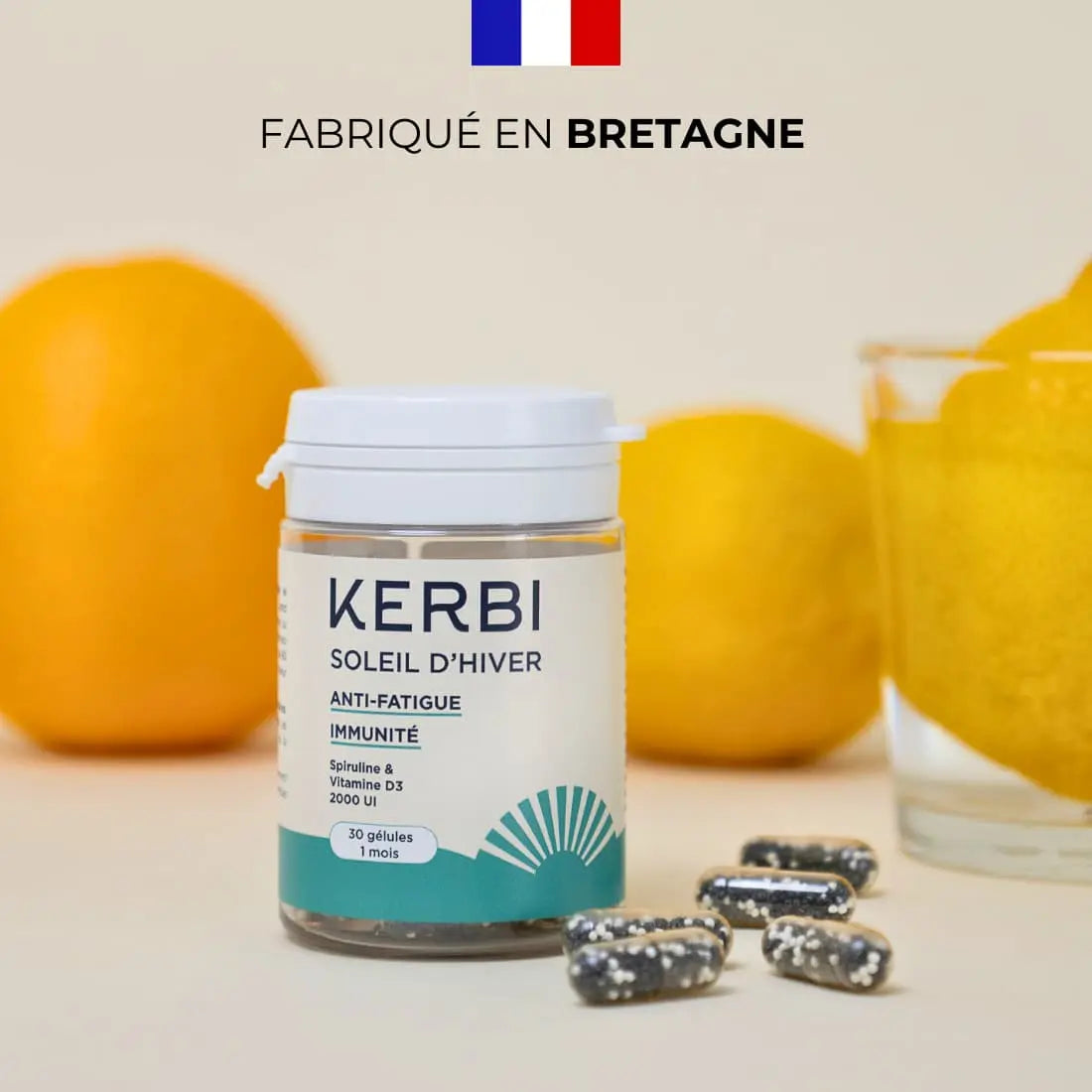 Compléments alimentaires Kerbi - Vitamine D3, renforce l'immunité et la santé osseuse, capsules naturelles.