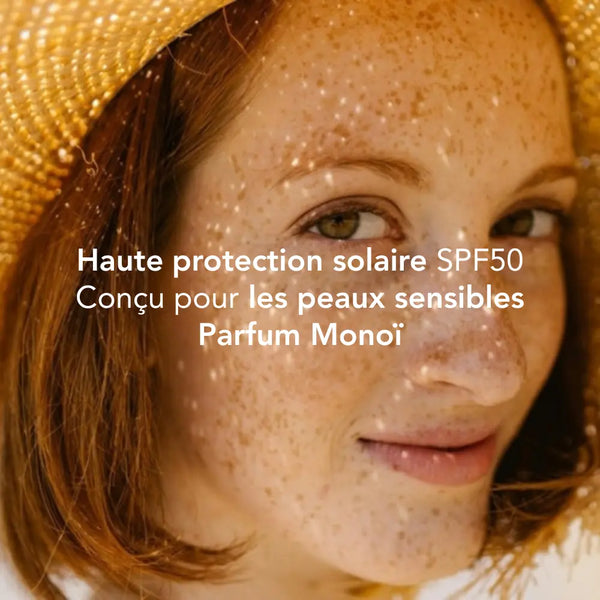Lait solaire minéral SPF 50 – Parfum Monoï - 50g