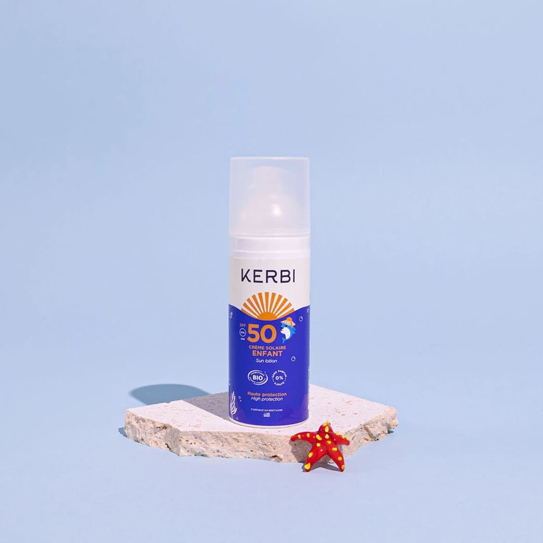Creme solaire SPF50 Kerbi - Formule douce, spécialement conçue pour la peau délicate des enfants, protection UVA/UVB
