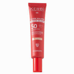 fluide solaire visage spf 50 hydra glow protection quotidienne ,anti pollution, anti lumière bleue, protection UVA renforcée