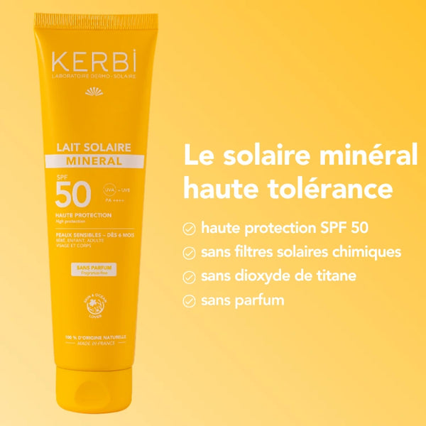 Lait solaire minéral SPF 50 – Sans parfum - 150g