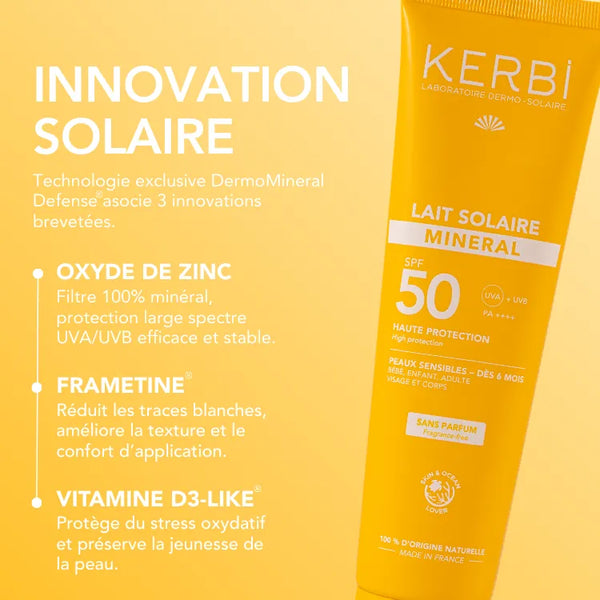 Lait solaire minéral SPF 50 – Sans parfum - 150g
