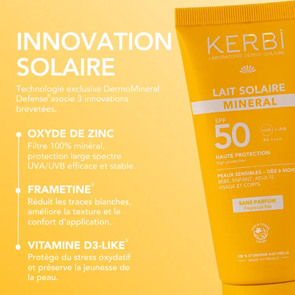 Lait solaire minéral SPF 50 – Sans parfum - 50g