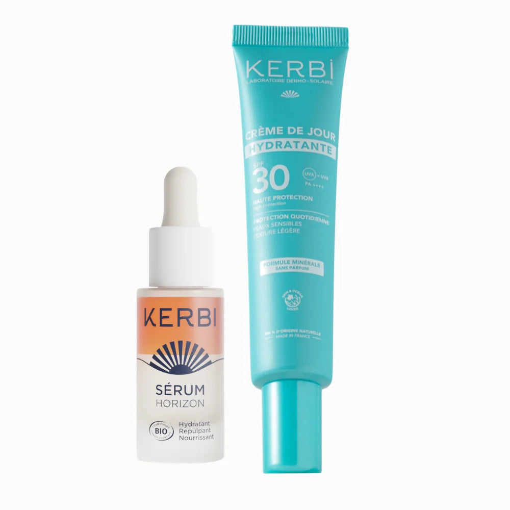 routine solaire hydratante spf 30. Crème de jour hydratante SPF30 minéral sans parfum + sérum hydratant.