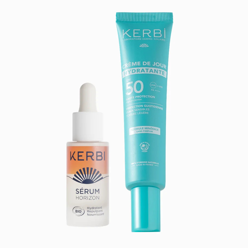 routine solaire hydratante spf 50. Crème de jour hydratante SPF30 minéral sans parfum + sérum hydratant.